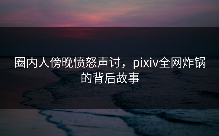 圈内人傍晚愤怒声讨，pixiv全网炸锅的背后故事