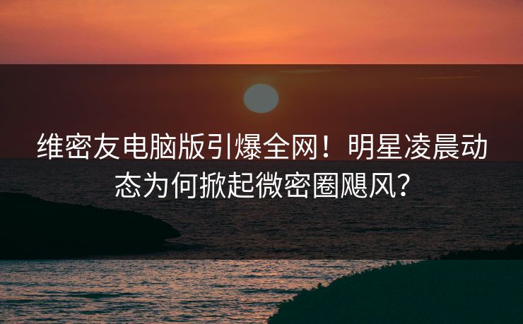 维密友电脑版引爆全网！明星凌晨动态为何掀起微密圈飓风？