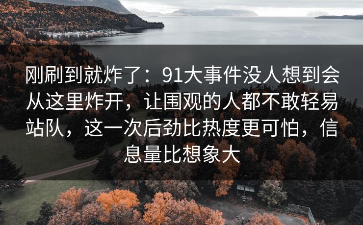 刚刷到就炸了：91大事件没人想到会从这里炸开，让围观的人都不敢轻易站队，这一次后劲比热度更可怕，信息量比想象大