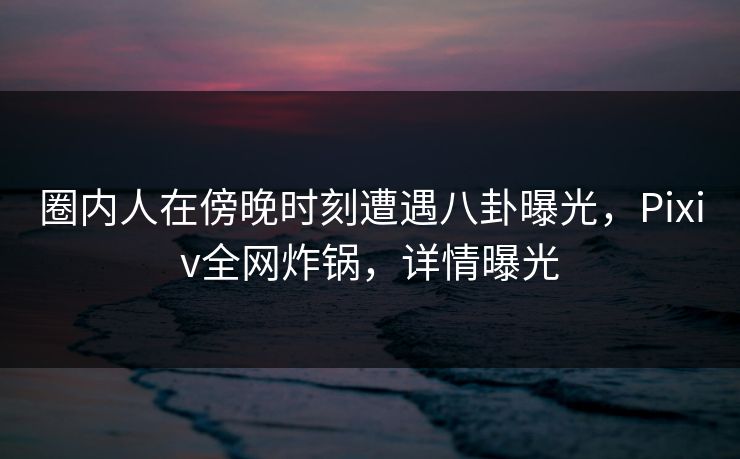 圈内人在傍晚时刻遭遇八卦曝光，Pixiv全网炸锅，详情曝光
